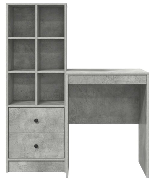 Asztal fiókkal polcokkal tárolóval 2 pcs Beton Szürke