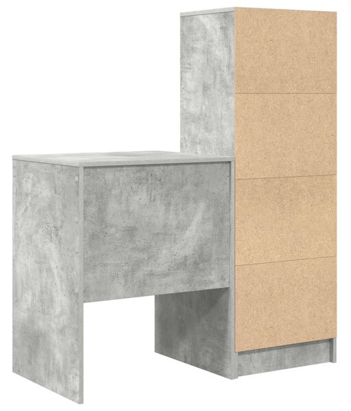 Asztal fiókkal polcokkal tárolóval 2 pcs Beton Szürke