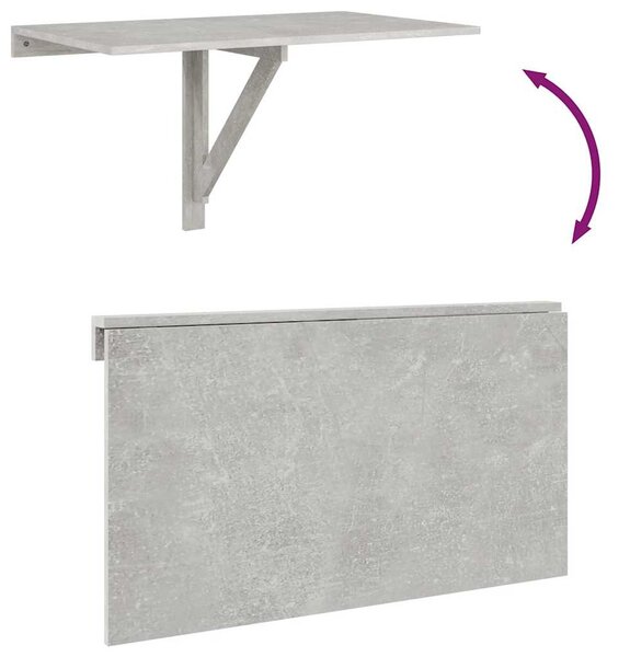 Betonszürke szerelt fa összecsukható fali asztal 100x60x56 cm