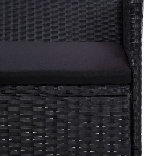 VidaXL 5 részes fekete polyrattan kerti bútorszett párnákkal