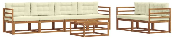 Kültéri kanapé szett párnával 7 pcs Természetes és krémszínű
