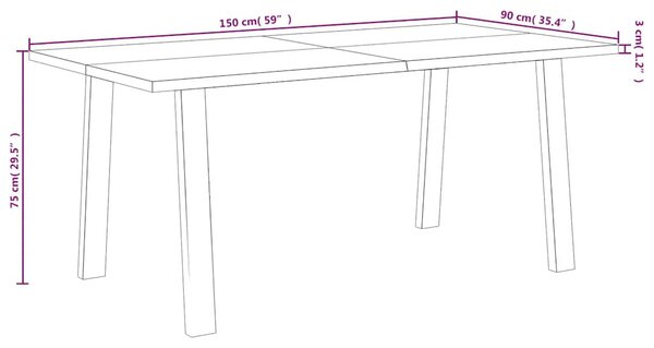 Tömör akácfa kerti étkezőasztal 150 x 90 x 75 cm