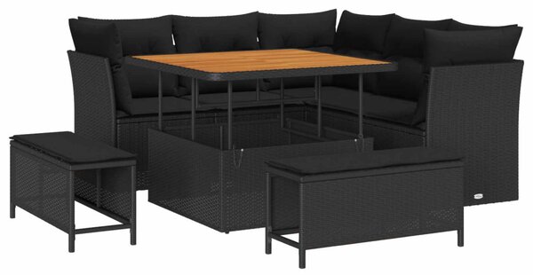 Kerti Kanapé Szett párnával tárolóval 8 pcs Fekete