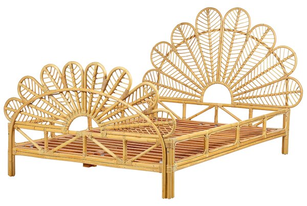 Ágy Rattan FLORENTINE 140 x 200 cm Világosbarna