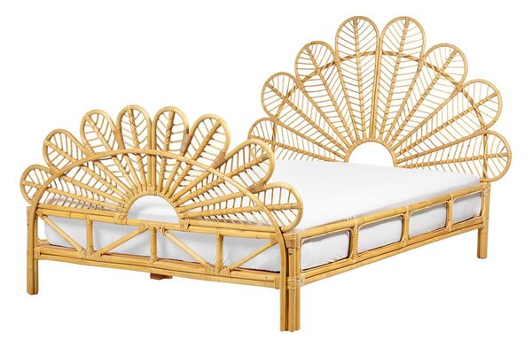 Ágy Rattan FLORENTINE 140 x 200 cm Világosbarna