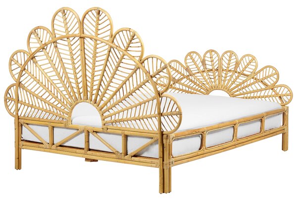 Ágy Rattan FLORENTINE 140 x 200 cm Világosbarna