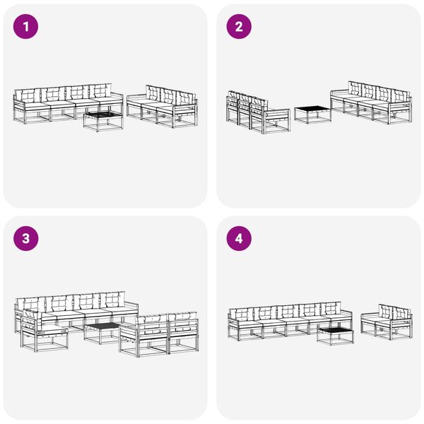 Kültéri kanapé szett párnával 8 pcs Természetes és krémszínű