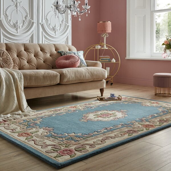 Aubusson kék gyapjú szőnyeg, 75 x 150 cm - Flair Rugs