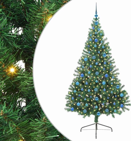 Mesterséges, előre világított karácsonyi fa Zöld 210 cm PVC | FAVI.hu