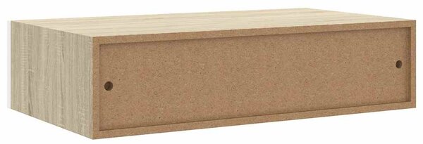 Falra szerelhető fiókos polc tölgyfa és fehér színben 40 x 23,5 x 10 cm MDF