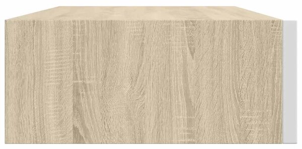 Falra szerelhető fiókos polc tölgyfa és fehér színben 40 x 23,5 x 10 cm MDF
