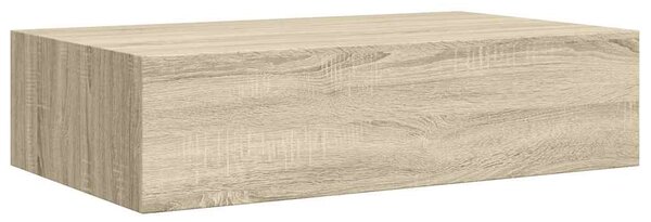 Tölgyszínű MDF falra szerelhető fiókos polc 40 x 23,5 x 10 cm