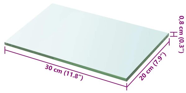 2 db átlátszó üveg paneles polc 30 x 20 cm