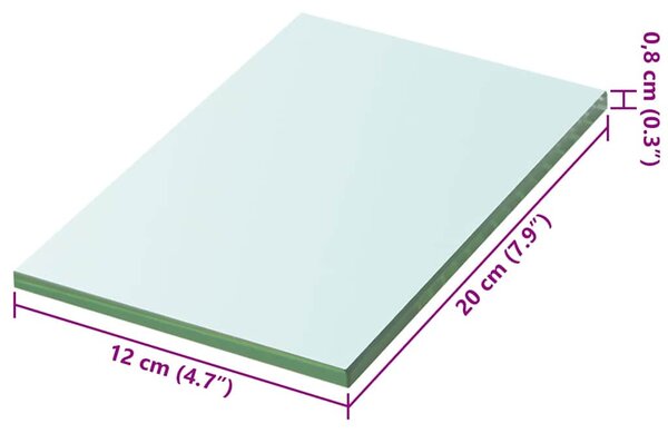 2 db átlátszó üveg paneles polc 20 x 12 cm