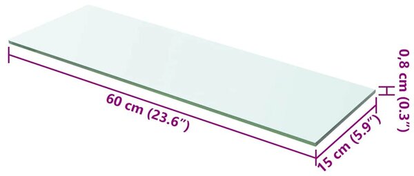 2 db átlátszó üveg paneles polc 60 x 15 cm