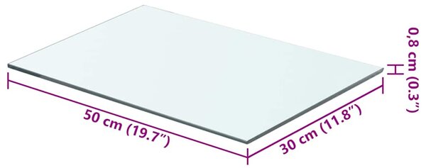 2 db átlátszó üveg paneles polc 50 x 30 cm