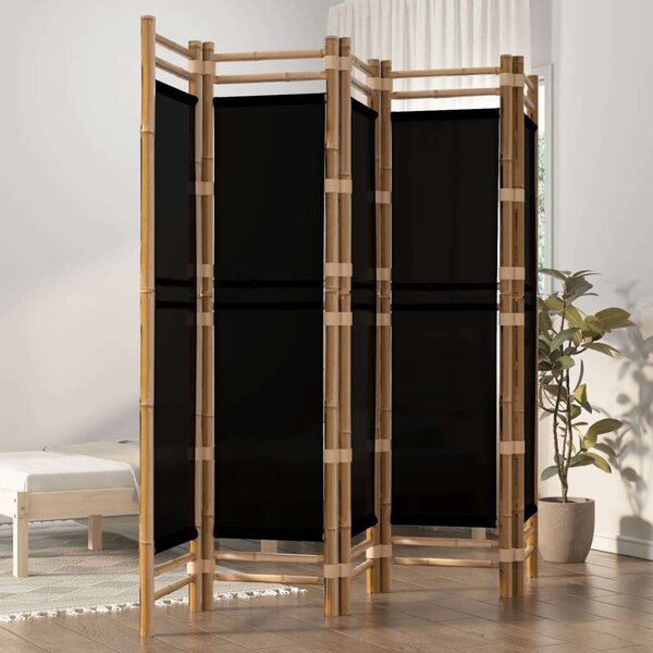 VidaXL Bambusz Térelválasztó - 5 Panel - Fekete - 200cm
