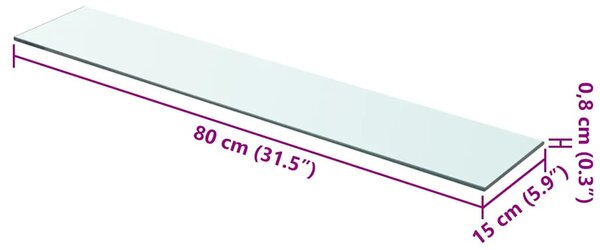 80x15 cm átlátszó panel üvegpolc