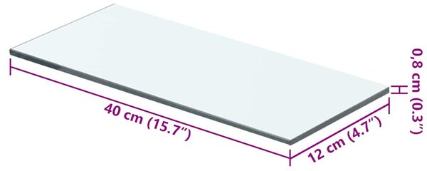 Átlátszó üvegpolc panel 40x12 cm