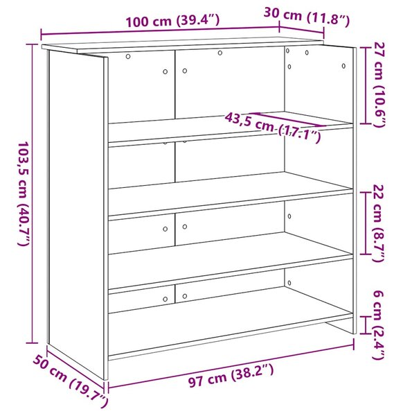 Recepciós pult füstös tölgy 100x50x103,5 cm szerelt fa