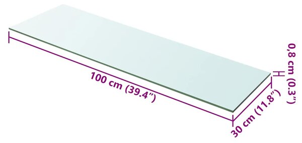 100x30 cm átlátszó panel üvegpolc
