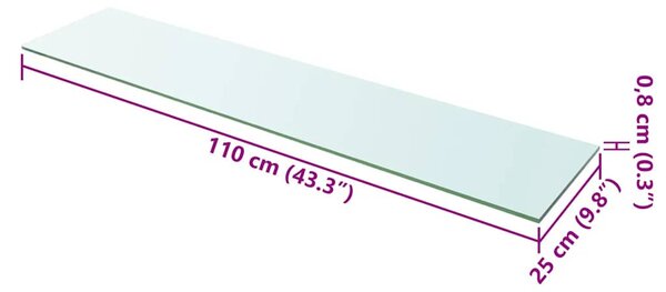 110x25 cm átlátszó panel üvegpolc
