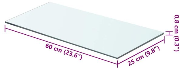 60x25 cm átlátszó panel üvegpolc