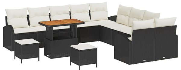 Kerti Kanapé Szett 13 db 12-Ülőhelyek száma Fekete és Krém