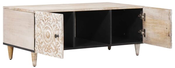 Dohányzóasztal Fehér 100 x 54 x 40 cm Tömör Mangófát
