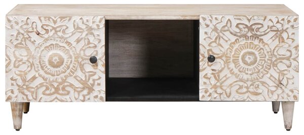 Dohányzóasztal Fehér 100 x 54 x 40 cm Tömör Mangófát