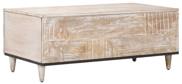 Dohányzóasztal Fehér 100 x 54 x 40 cm Tömör Mangófát