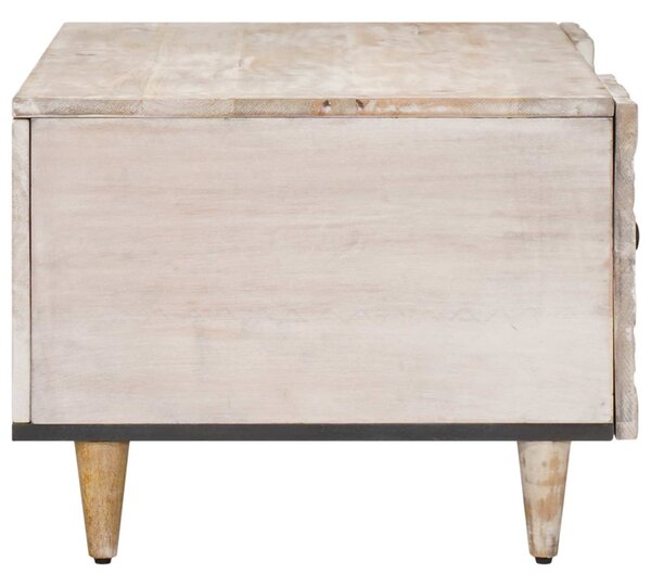 Dohányzóasztal Fehér 100 x 54 x 40 cm Tömör Mangófát