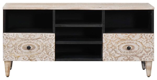 TV szekrény fiókkal Fehér 100 x 33,5 x 46 cm Tömör Mangófát
