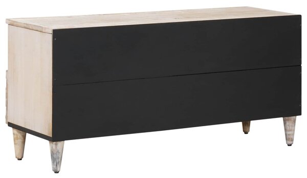 TV szekrény fiókkal Fehér 100 x 33,5 x 46 cm Tömör Mangófát