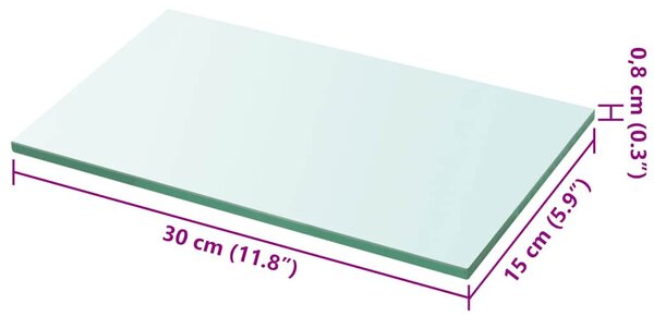 2 db átlátszó üveg paneles polc 30 x 15 cm