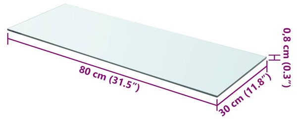 80x30 cm átlátszó panel üvegpolc
