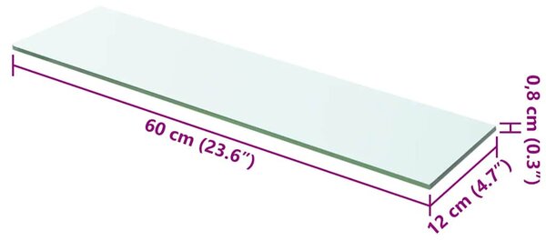 Átlátszó üvegpolc 60x12 cm