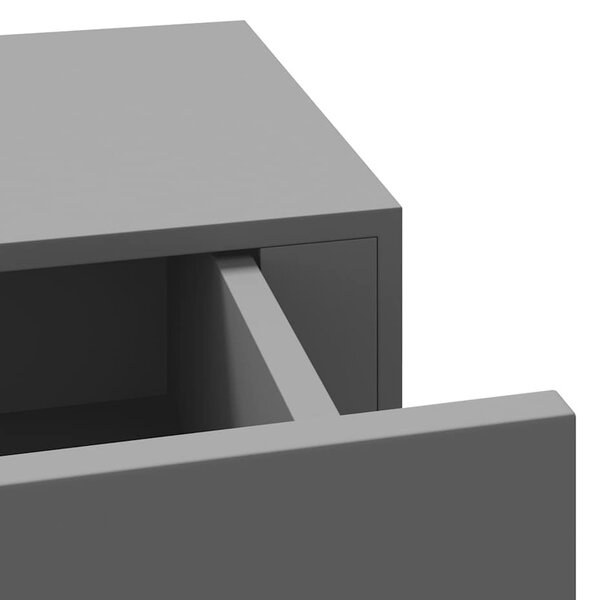 2 db szürke MDF falra szerelhető fiókos polc 40 x 23,5 x 10 cm