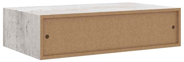 2 db betonszürke MDF falra szerelhető fiókos polc 40x23,5x10 cm
