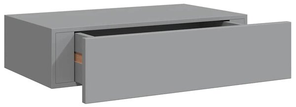 2 db szürke MDF falra szerelhető fiókos polc 40 x 23,5 x 10 cm