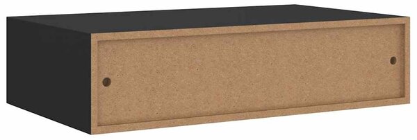 Fekete falra szerelhető fiókos polc 40 x 23,5 x 10 cm