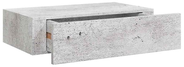 Betonszürke MDF falra szerelhető fiókos polc 40 x 23,5 x 10 cm