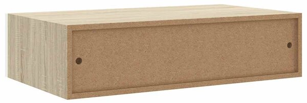 2 db tölgyszínű és fehér MDF fiókos fali polc 40 x 23,5 x 10 cm