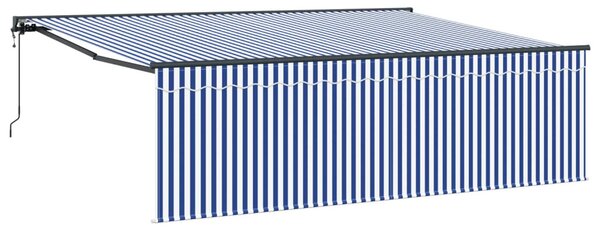 Behúzható napellenző Kék és Fehér 400 × 300 cm