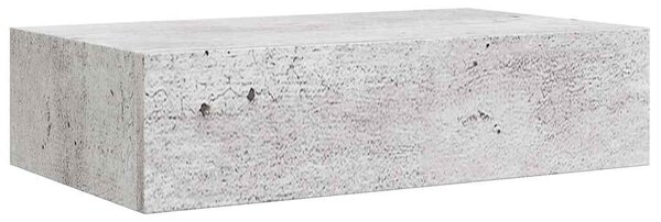 Betonszürke MDF falra szerelhető fiókos polc 40 x 23,5 x 10 cm