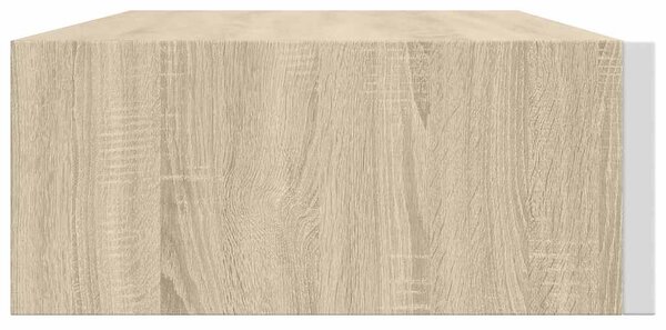 2 db tölgyszínű és fehér MDF fiókos fali polc 40 x 23,5 x 10 cm