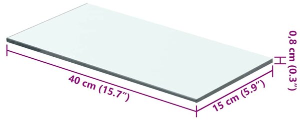 2 db átlátszó üveg paneles polc 40 x 15 cm