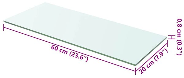 2 db átlátszó üveg paneles polc 60 x 20 cm