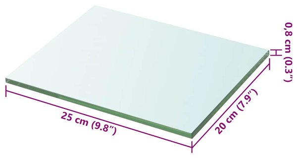 2 db átlátszó üveg paneles polc 20 x 25 cm