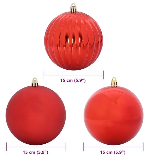 Karácsonyi Díszszett XL 9 db Piros Ø 15 cm Műanyag